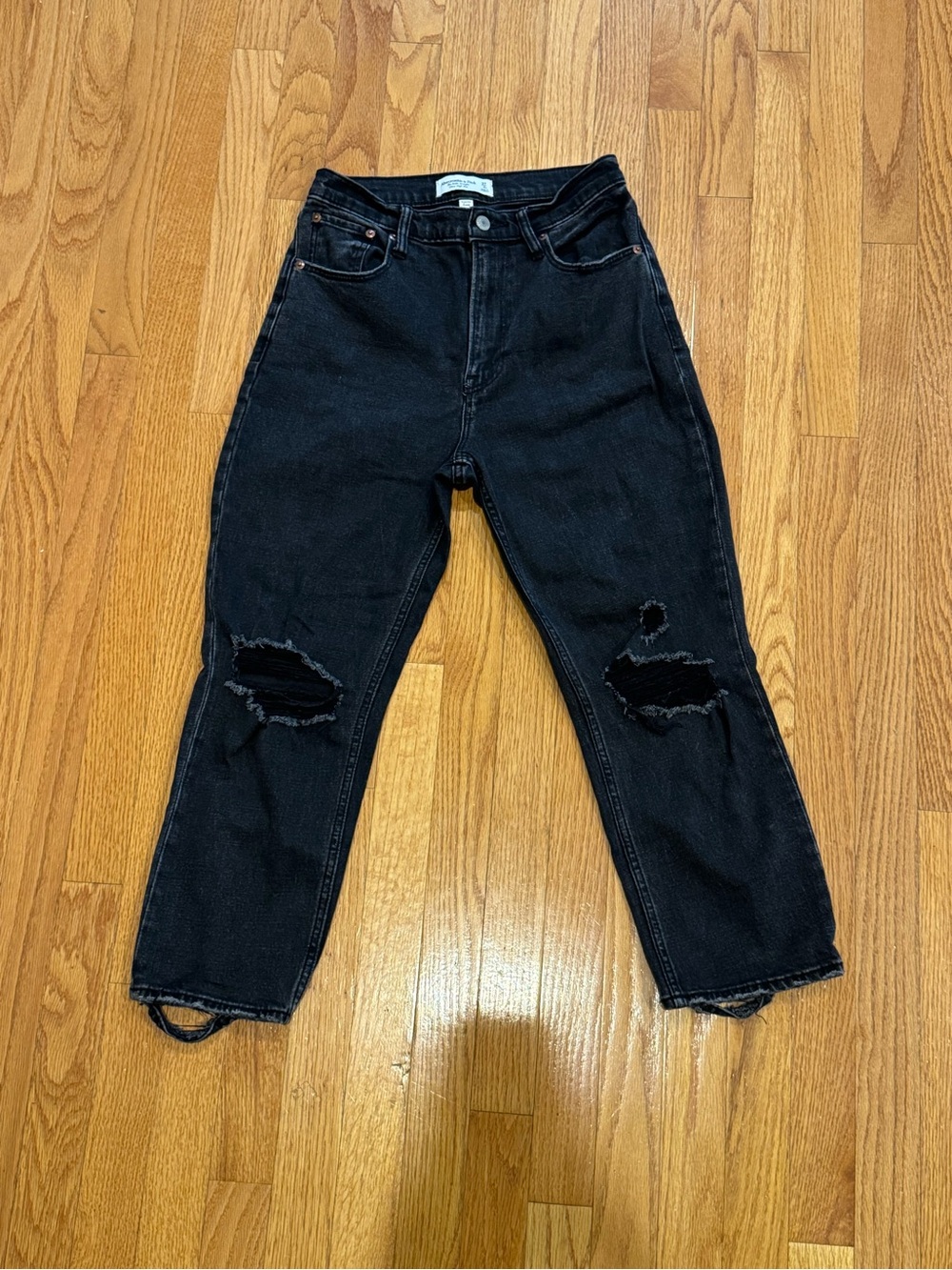 Abercrombie Black Distressed High-Rise Jeans Sz 27 short